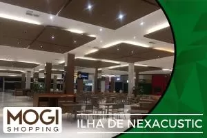  Shopping Mogi - Instalação de Nexacustic em ilhas suspensas